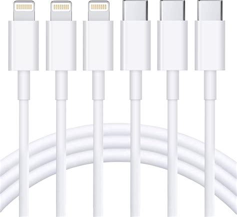 Usb C To Lightning Cable 6ft 3pack Long Iphone Fast Charger Cable