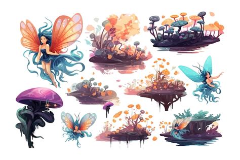 Premium Vector Fairy Vector Set Collection Graphic Clipart Design