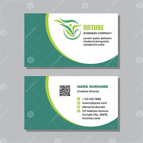 Business Visit Card Template With Logo Concept Design Nature Green