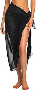 Ekouaer Coverup For Women Chiffon Long Beach Sarong Wrap Skirt Sexy Bikini Sheer Bathing Suit