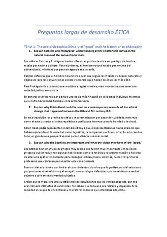 Preguntas De Desarrollo ETICA Pdf