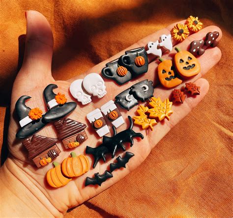 Fall Clay Studs Halloween Fall Polymer Clay Earrings Etsy UK