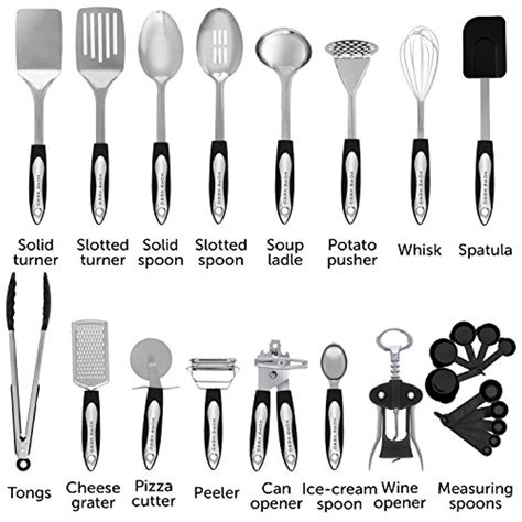 Home Hero Stainless Steel Kitchen Cooking Utensils 25 Piece Kitchen