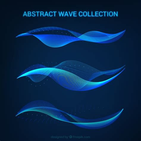 Pack De Ondas Abstractas Azules Vector Gratis