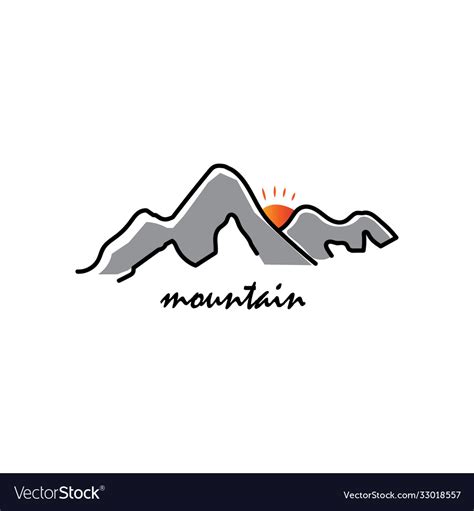 unique mountain sun design royalty  vector image