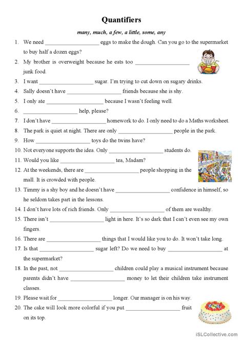 Quantifiers Many Much A Few A Li English Esl Worksheets Pdf And Doc