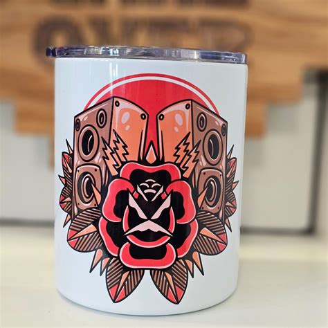 Audiophile Flash Tattoo Headphone Speaker Tumbler 10 Oz Insulated