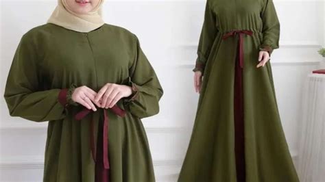 Gamis Warna Army Jangan Bingung Ini Dia Pilihan Jilbabnya