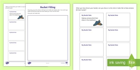 Bucket Filling Worksheet Promoting Positivity And Kindness