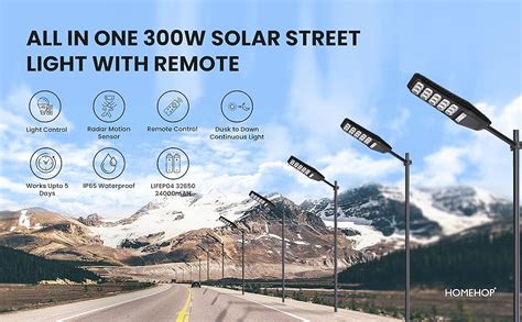 Homehop 300W All In One Solar Led Street Light Wall Lamp For Outdoor