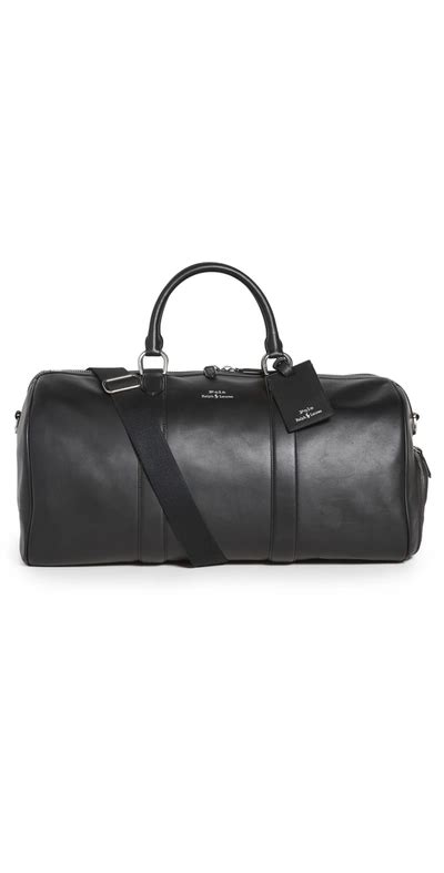 Polo Ralph Lauren Mens Smooth Leather Duffel Bag In Black Modesens