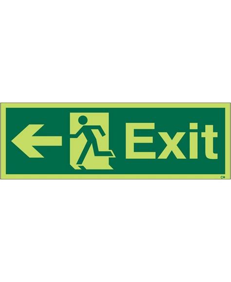 Photoluminescent Exit Arrow Left Sign