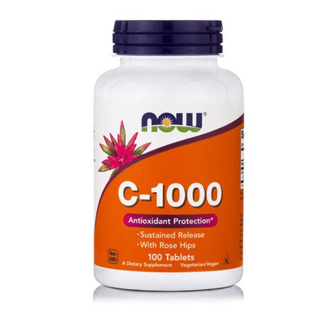 C 1000 Sustained Release With Rose Hips 100 Tabs Now Foods