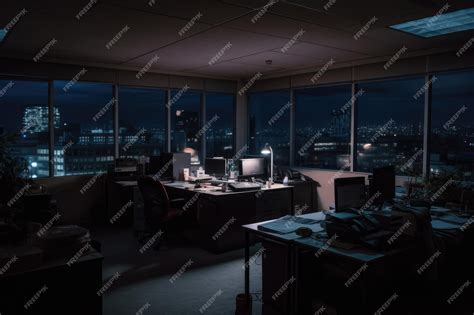 Premium AI Image | Dark Empty modern office space at night