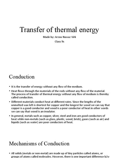 Transfer of Thermal Energy | PDF | Thermal Conduction | Heat Transfer