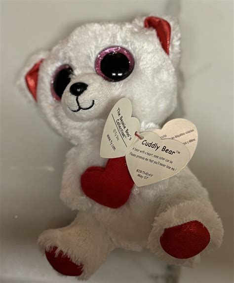 Ty Beanie Boo Cuddly Bear Valentine S Day Polar Bear Plush White