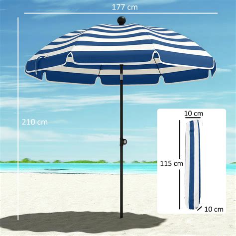 outsunny   beach umbrella parasol  sand anchor tilt bluewhi