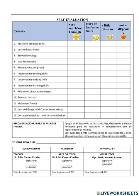 Learning Activities For First Quimestre Worksheet Live Worksheets