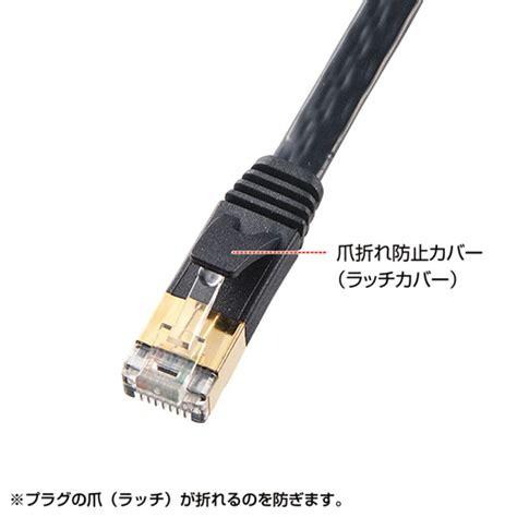 Cat 7 フラットlanケーブル 05m ブラック Kb Fl7 005bknの販売商品 通販ならサンワダイレクト