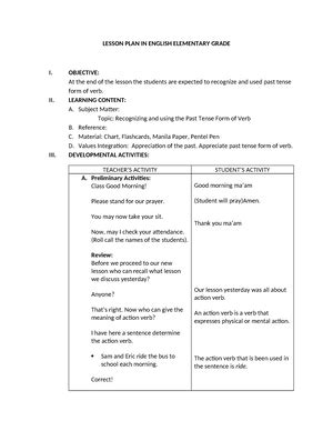 My Lesson Plan And Detailed LP DETAILED LESSON PLAN IN ENGLISH 9 SRF