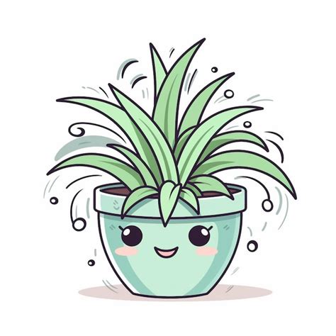 Premium Photo Cartoon Potted Plant With A Happy Face And Water