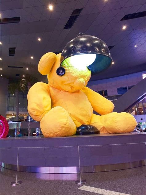 Lamp Bear Is A Giant Teddy Bear At Doha Hamad International Airport By Urs Fischer Swiss Artist