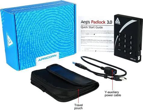Apricorn Aegis Padlock SSD FIPS 140-2/3 256-Bit AES PIN-Authenticated External SSD — 2TB (GOV-MGMT) (A25-3PL256-2TB-GOV-MGMT)