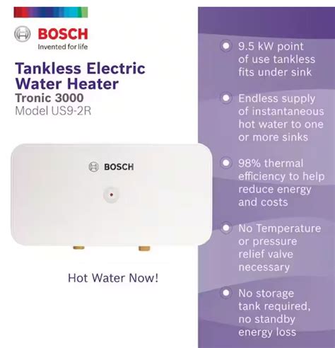 Bosch Tronic 3000 US9 2R 9 KW 2 5 GPM Point Of Use Electric Tankless