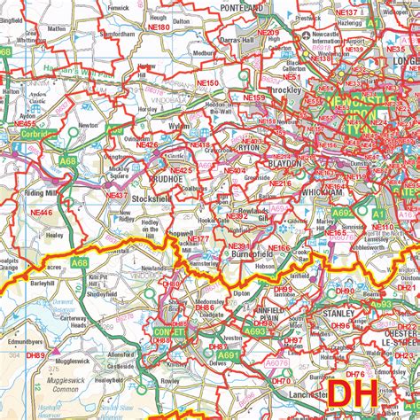 North East England Postcode Sector Wall Map S16 Xyz Maps