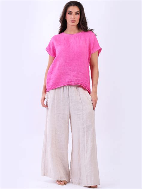 Wholesale Italian Solid Linen Lagenlook Casual Top