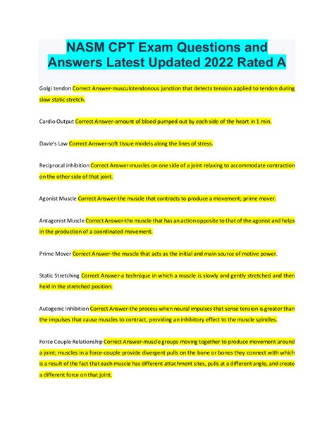 Nasm Cpt Exam Answers Free Nasm Practice Test Updated 2024