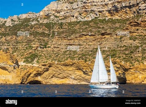 France Bouches Du Rhone Marseille Calanques National Park Sailboat