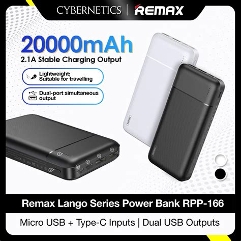 REMAX Vention Powerbank 20000mAh Powerbank Type C Input RPP 166 Dual