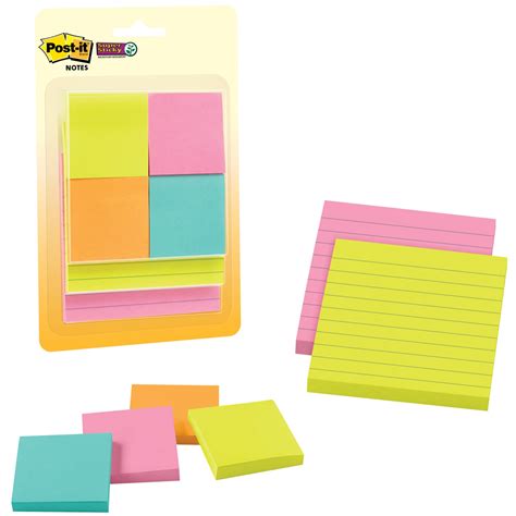 Post It® Super Sticky Notes Combo Pack In Assorted Colours Lined