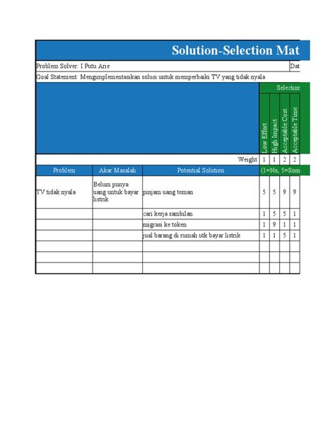 Solution Selection Matrix Pdf