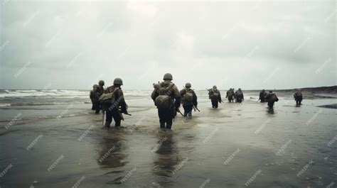 Premium AI Image | Us soldiers landing on utah beach during dday invasion