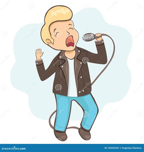 Man Singing Into A Microphone Cartoon Character Hand Drawing Sticker