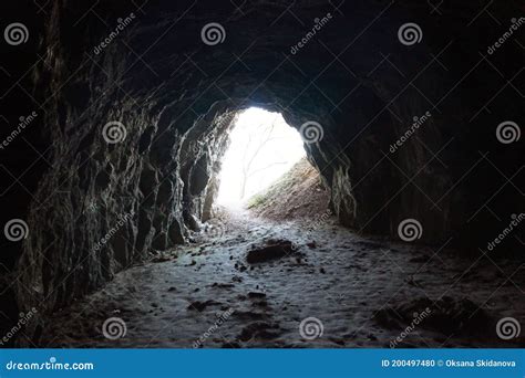 Exit From Cave With Stone Steps Royalty Free Stock Image