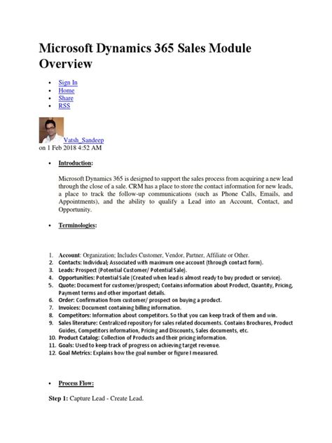 Microsoft Dynamics 365 Sales Module Overview Pdf Pricing Sales