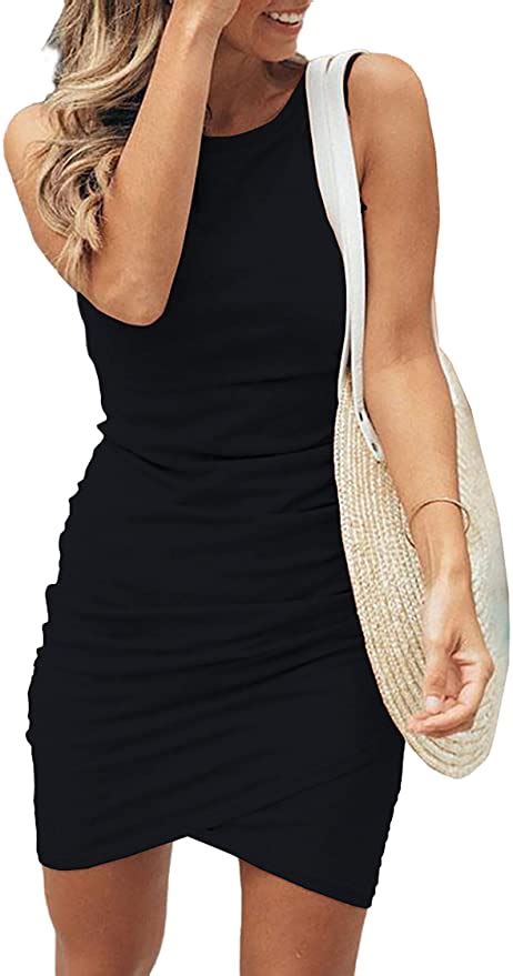 Btfbm Ruched Sleeveless Bodycon Mini Womens Dress