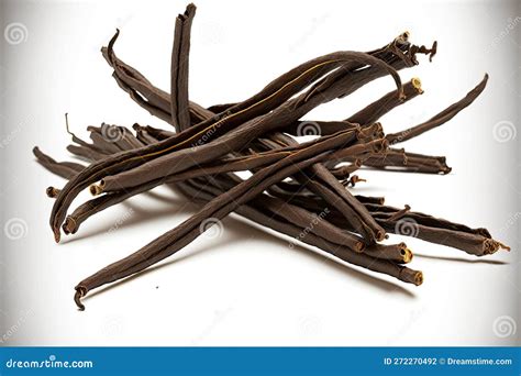 Bundle Of Dry Vanilla Beans On White Background Stock Illustration