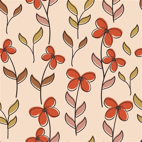 Premium Vector Seamless Pattern Cartoon Flower And Leaves