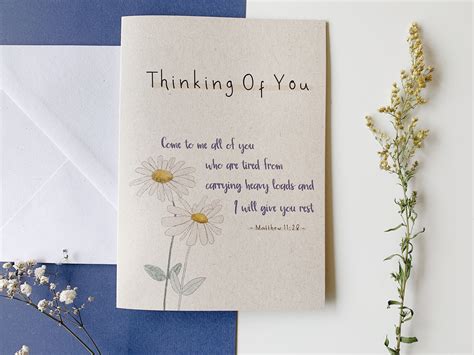 Thinking Of You Card With Daisy Flowers Religious Card Bible Etsy Canada