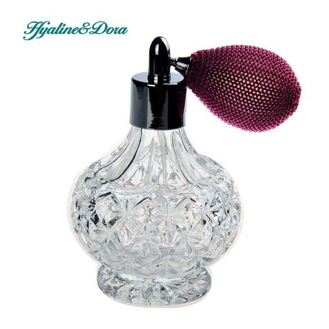 Vintage Crystal Perfume Bottle 80ml Spray Atomizer Wine Red Bulb Empty Refillable Home