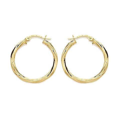 9ct Gold Twisted Hoop Earrings 24mm G2481 Chapelle Jewellers