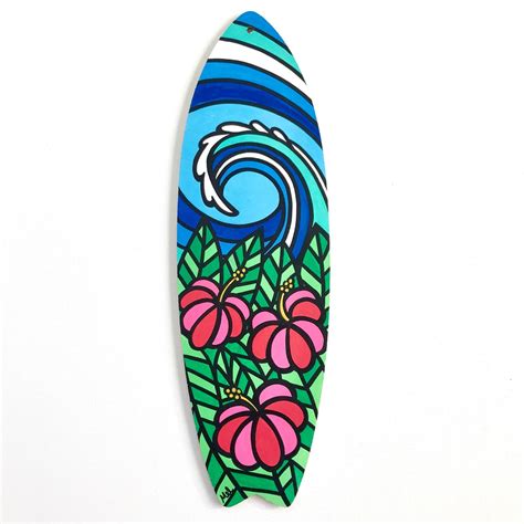 Wave Surfboard Wall Decor Made To Order Hand Painted Wood Wall