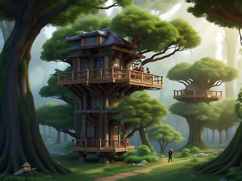 Premium Photo A House In The Woods Ai Generator