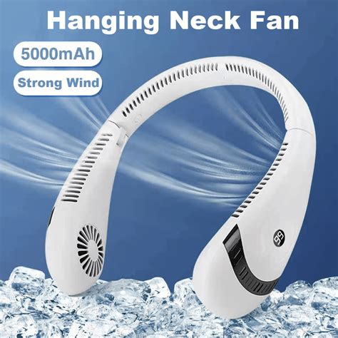 Neck Fan 5000mAh LED Display Foldable Neck Fans Portable Rechargeable