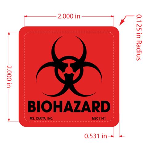 Biohazard Labels With Symbol 2 Inch X 2 Inch 500 Per Roll Ms Carita