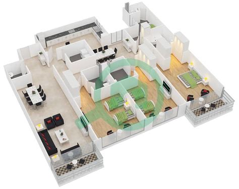 Floor Plans For Type 8 3 Bedroom Apartments In Duja Tower Bayut Dubai